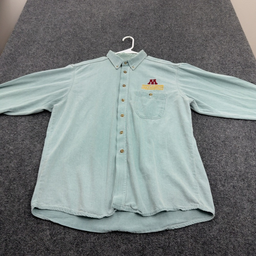 Minnesota Golden Gophers Three Rivers Button Up Mens L Blue Cotton Denim Shirt